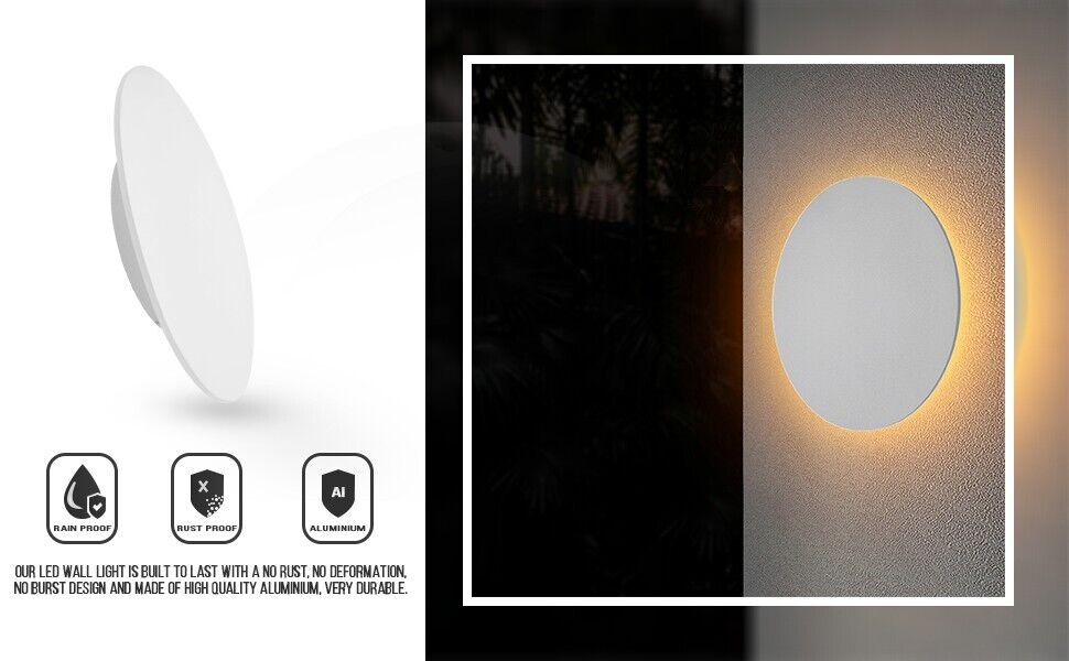 Modern 10W Round LED Wall Light Indoor & Outdoor Use ~5986