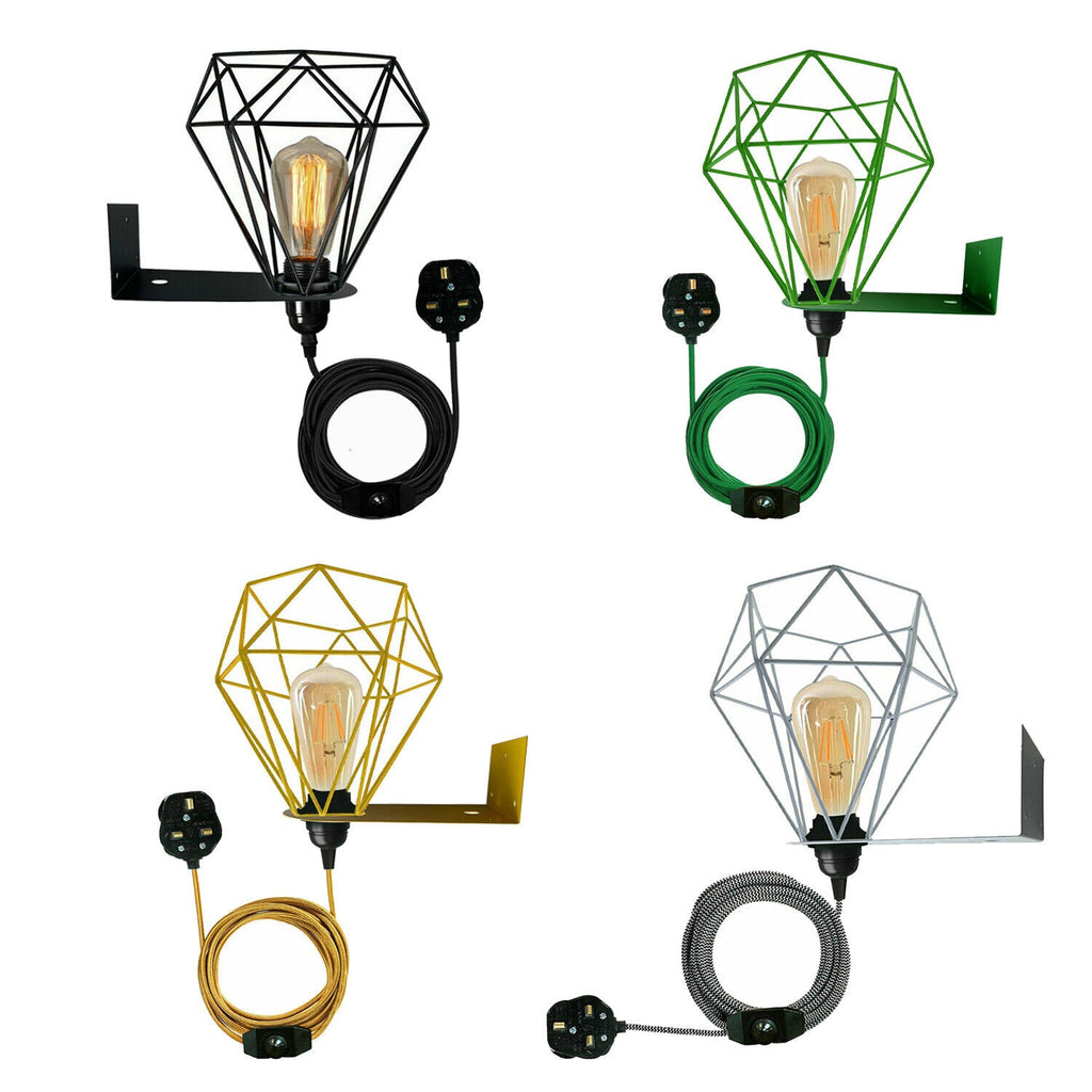 Modern Industrial Plug-in Metal Swing Arm Wall Light, Built-in Dimmer