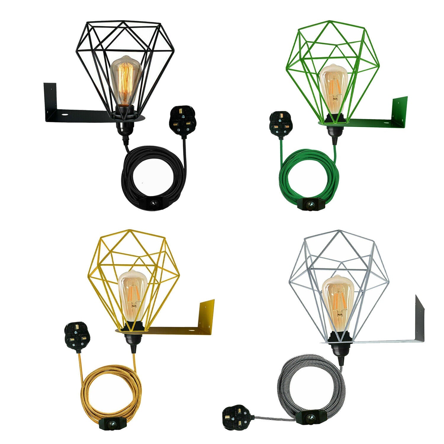 Modern Industrial Plug-in Metal Swing Arm Wall Light, Built-in Dimmer