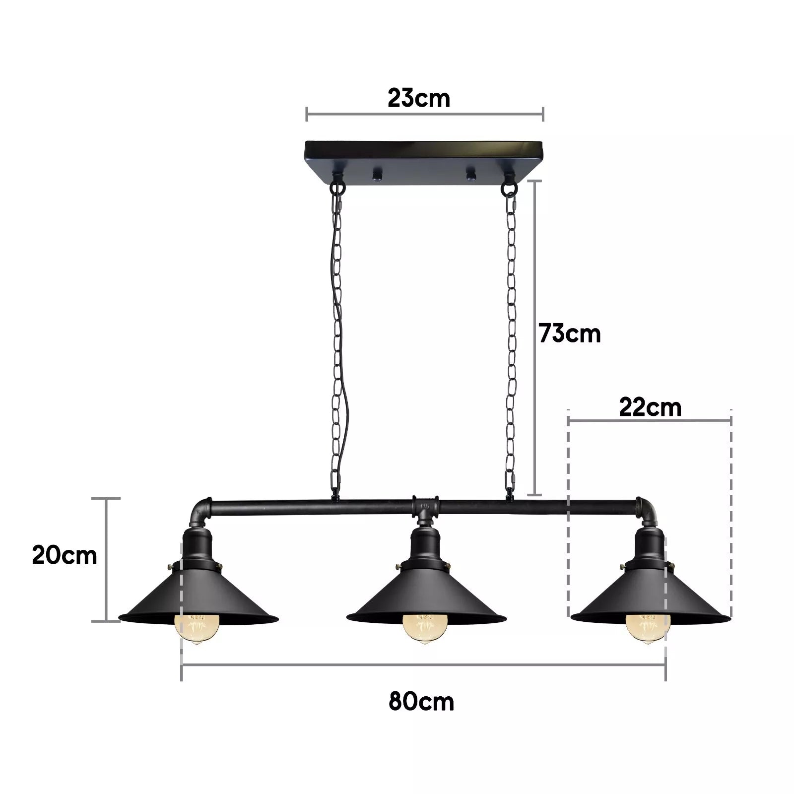 Industrial Steampunk 3 Way Ceiling Lights Black ~901