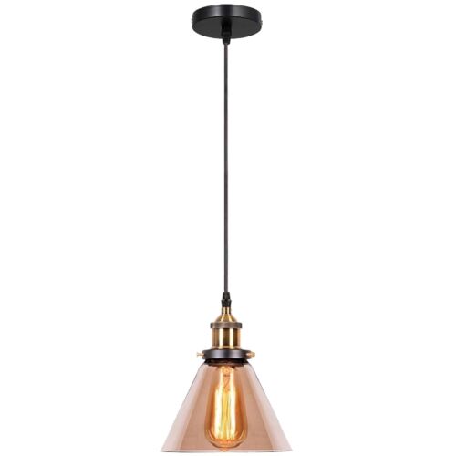 Industrial Amber Glass Hanging Pendant Light Fixture - Modern E27 Ceiling Lamp Shade