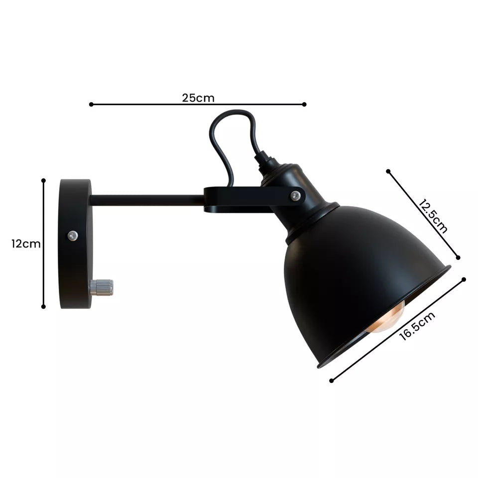 Industrial Adjustable Swivel Wall Sconce with Dimmer Switch for Custom Lighting