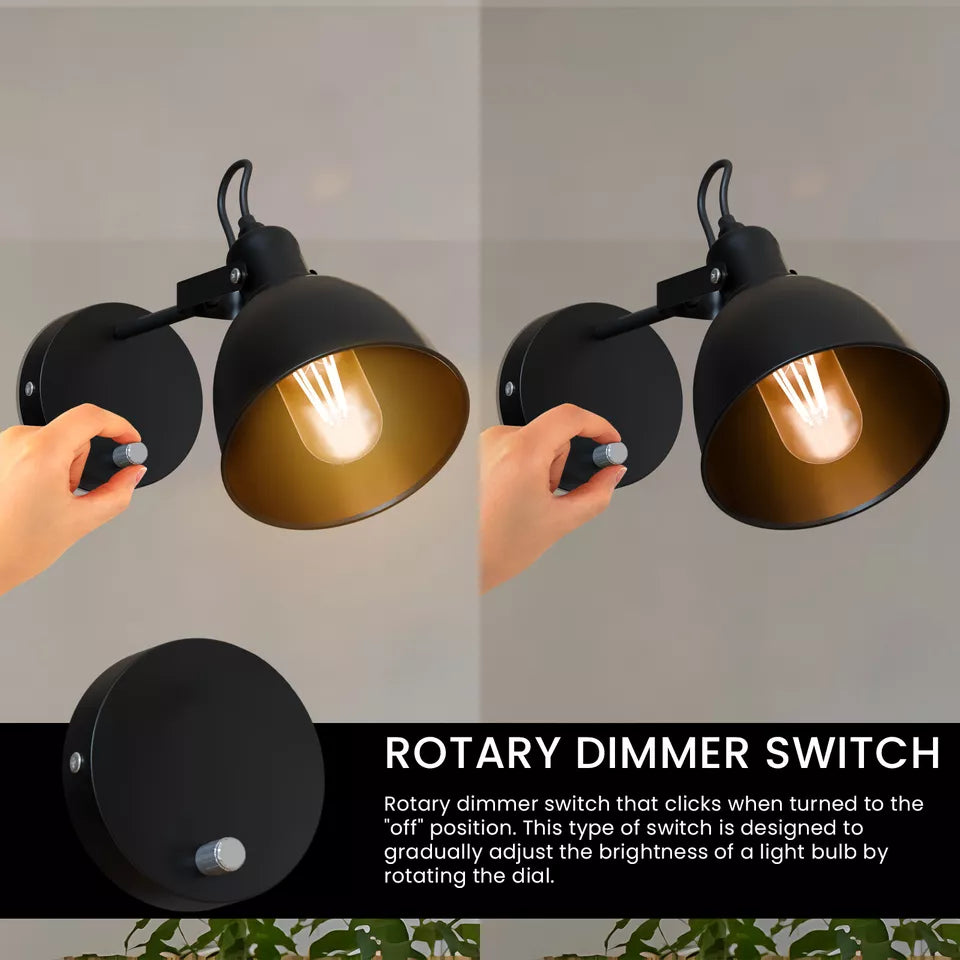 Industrial Adjustable Swivel Wall Sconce with Dimmer Switch for Custom Lighting