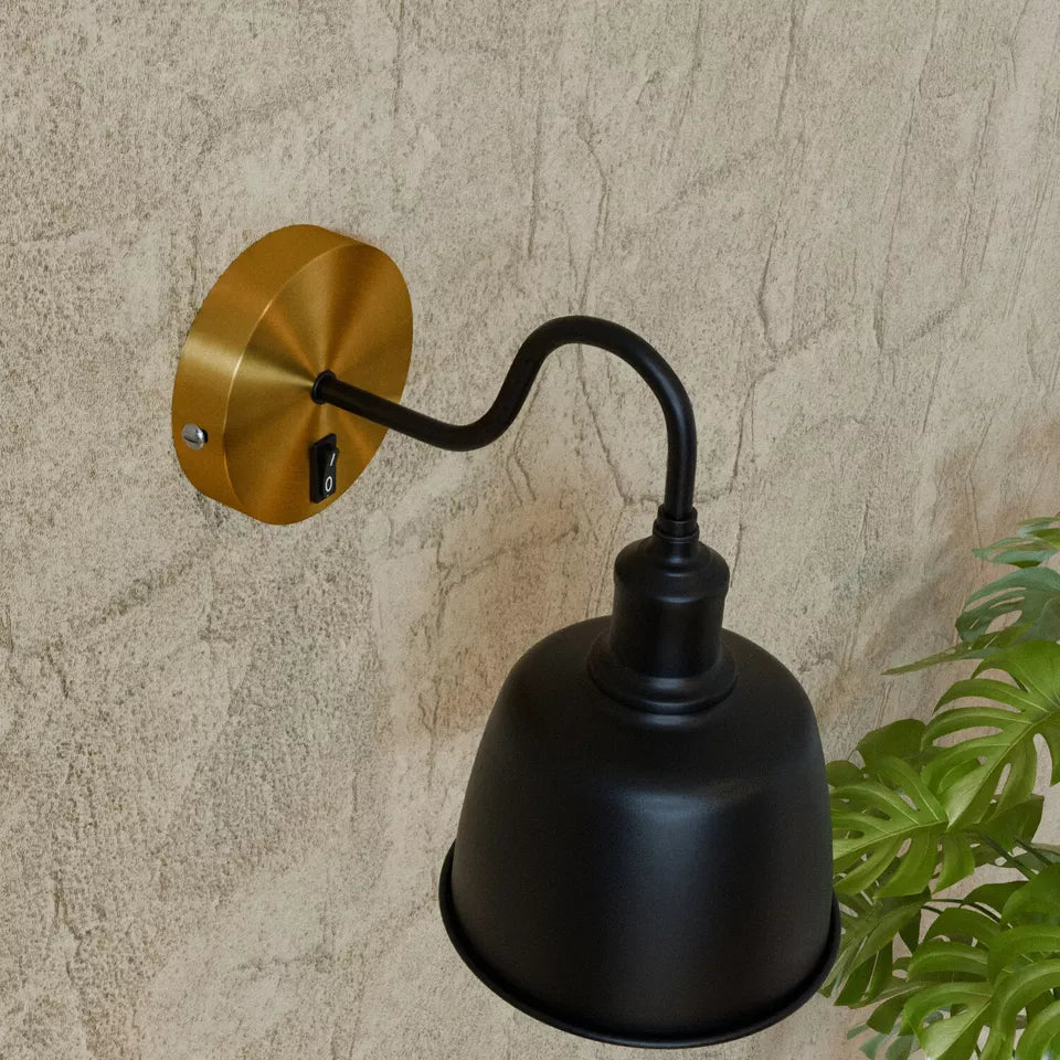 Single Point Drop Metal Ceiling Rose with Integrated Switch for Wall Lights