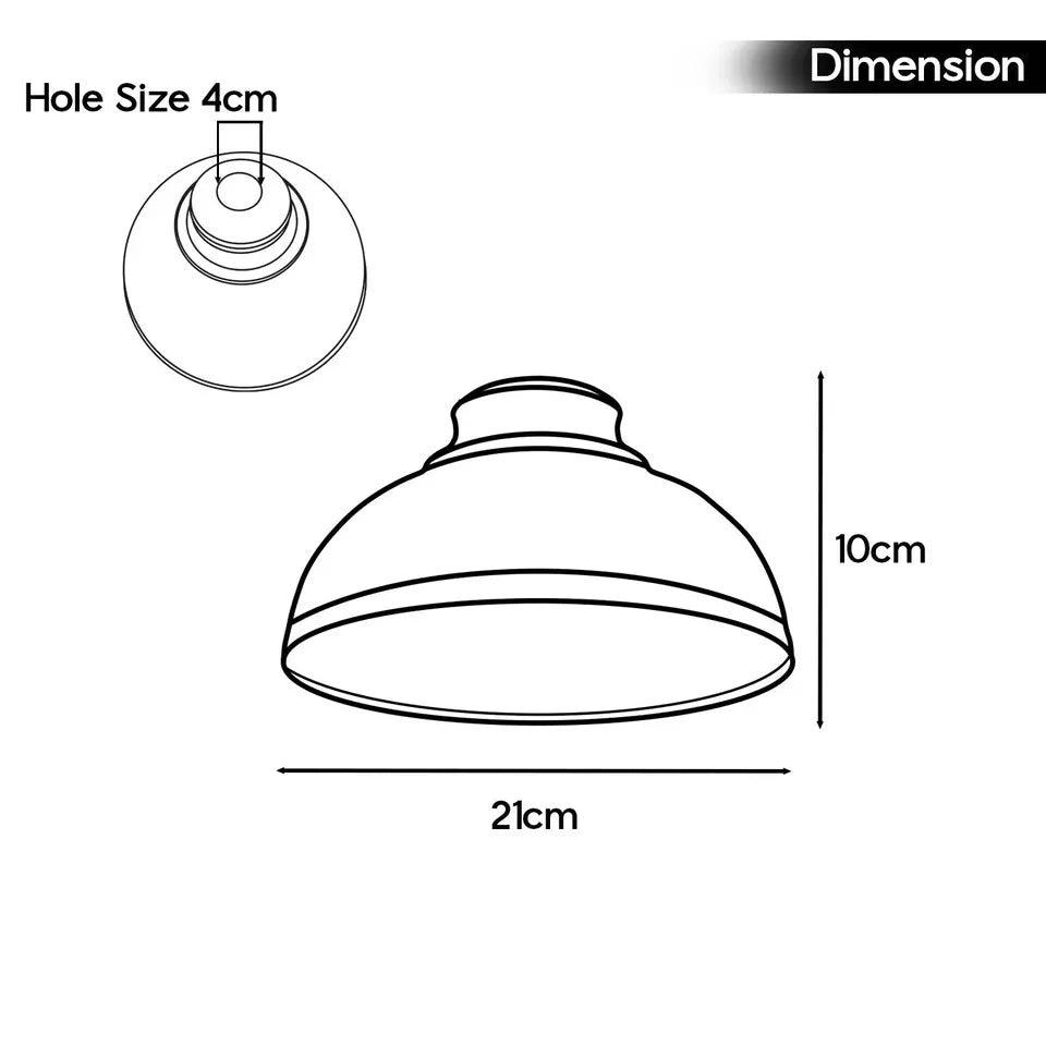 Vintage Black Metal Easy-Fit Curvy Ceiling Lampshade Industrial Style Light Shade
