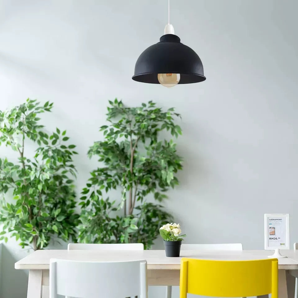 Vintage Black Metal Easy-Fit Curvy Ceiling Lampshade Industrial Style Light Shade