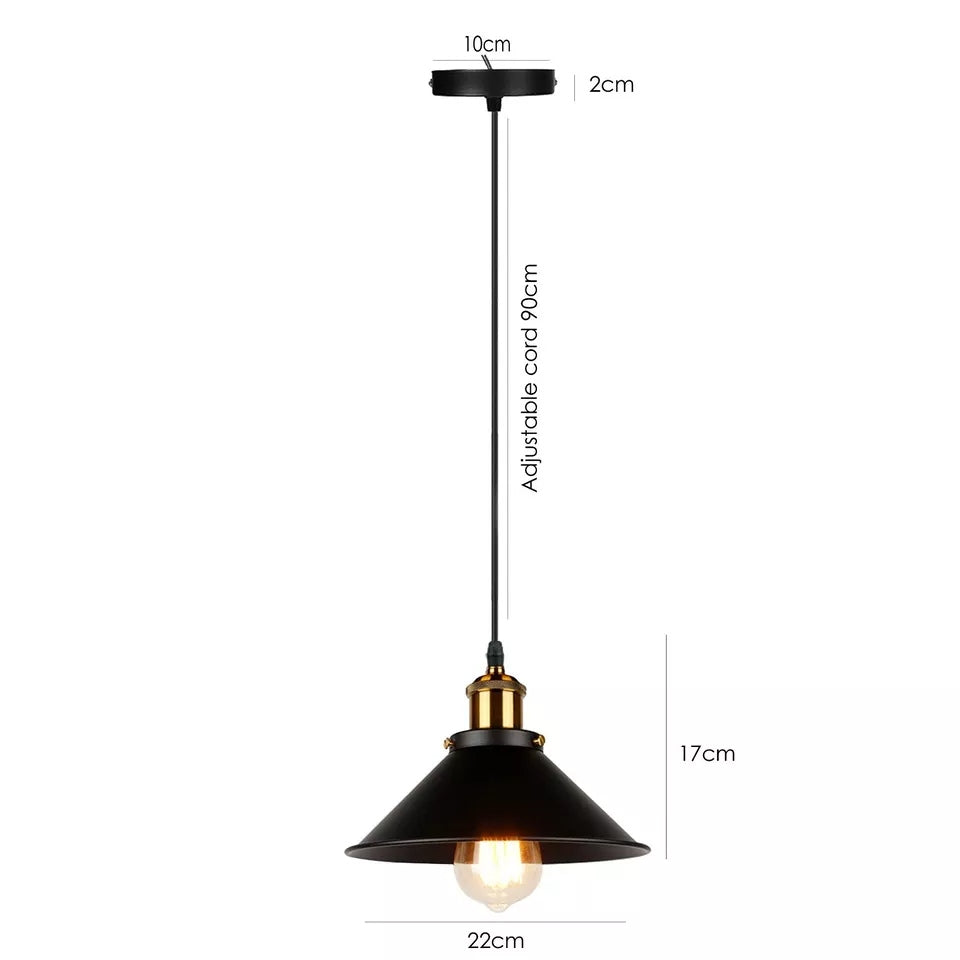 Modern Black Metal Adjustable Ceiling Light, E27 Base, Refurbished