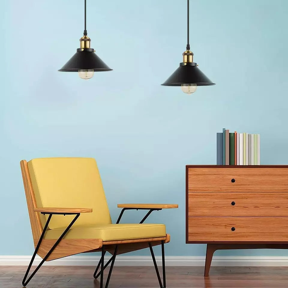 Modern Black Metal Adjustable Ceiling Light, E27 Base, Refurbished