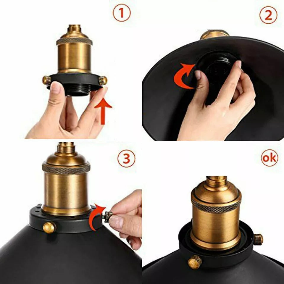 Modern Black Metal Adjustable Ceiling Light, E27 Base, Refurbished