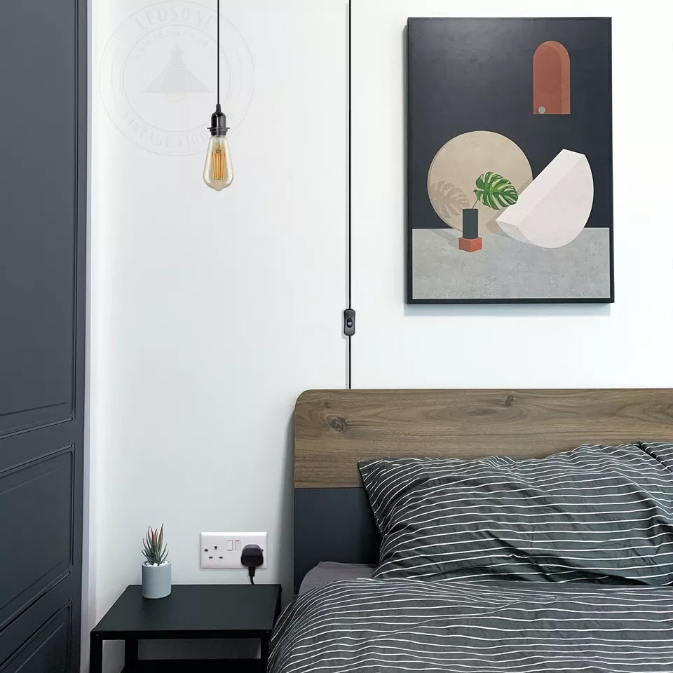 2 Meter Plug-In Pendant Light Kit, On/Off Switch, E27 E14 Lamp Base