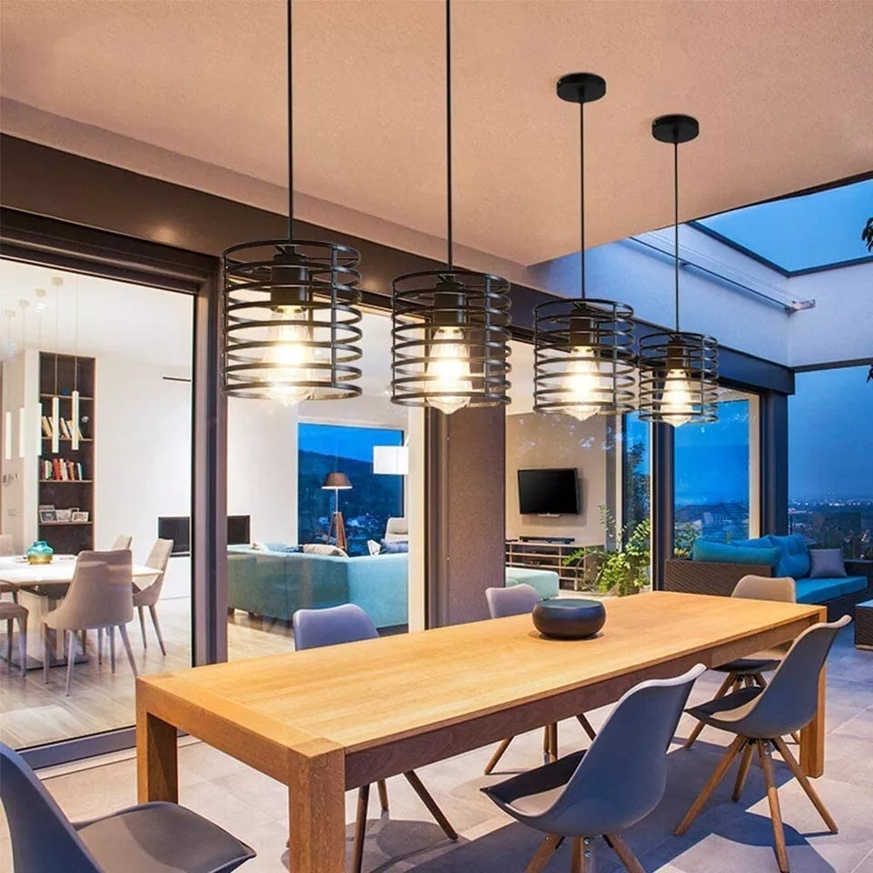 Industrial Metal Black Bulb Guard Wire Cage Ceiling Pendant Lighting~6018