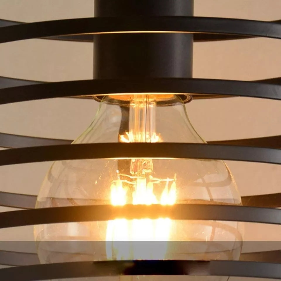 Industrial Metal Black Bulb Guard Wire Cage Ceiling Pendant Lighting~6018