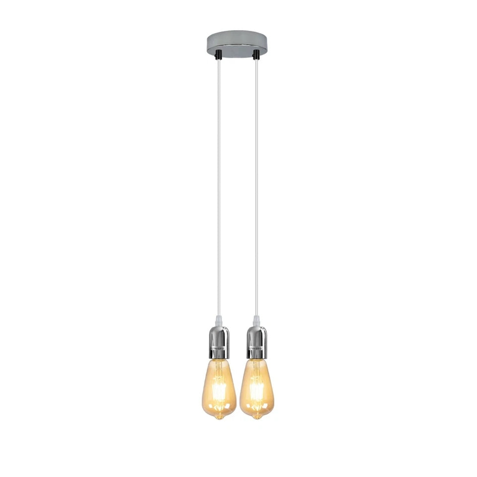 Vintage Industrial Dual Head E27 Metal Ceiling Pendant Light Fixture Adjustable Drop