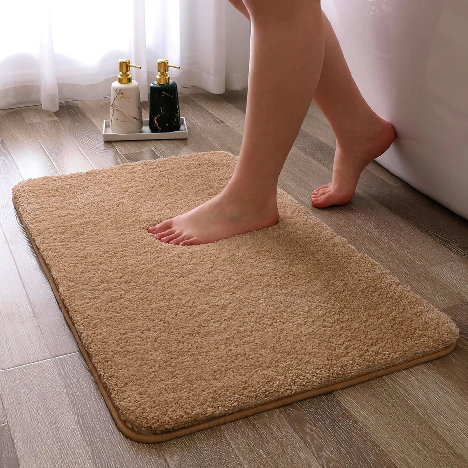 Soft Fluffy Microfiber Non-Slip Doormat: Absorbent Washable Indoor Outdoor Mat