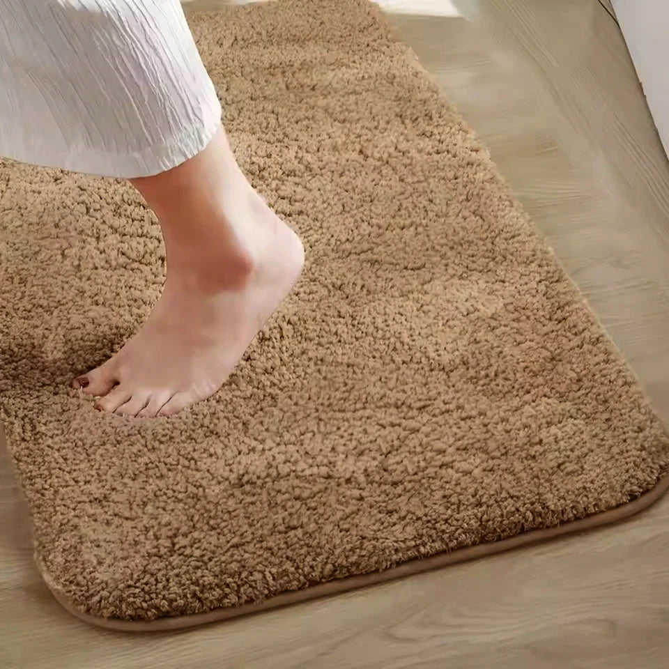 Soft Fluffy Microfiber Non-Slip Doormat: Absorbent Washable Indoor Outdoor Mat