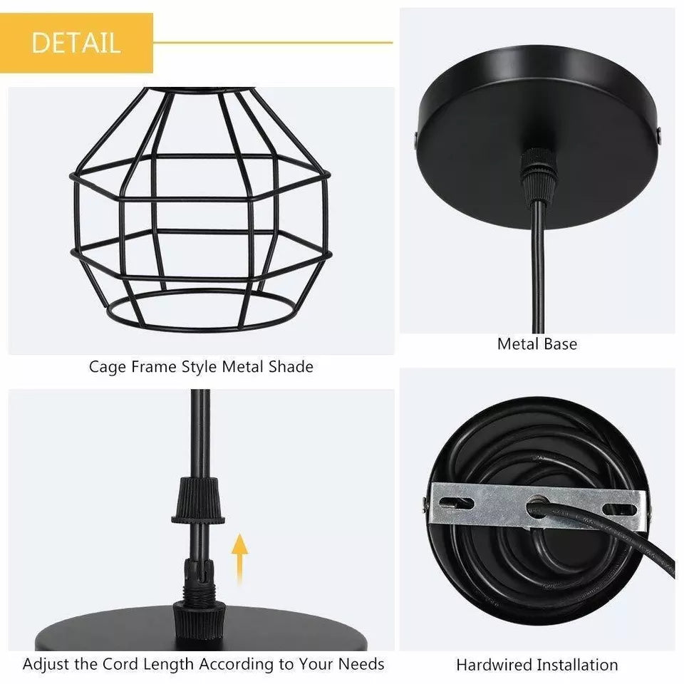 Vintage Ceiling Pendant Light Cage Lampshade Hanging Light Fitting ~5795