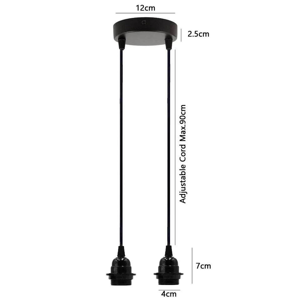 Black Dual Fabric Cable E27 Pendant Light Kit with Ceiling Rose