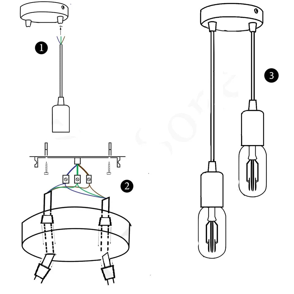 Black Twin Pendant Light Kit with Fabric Cable