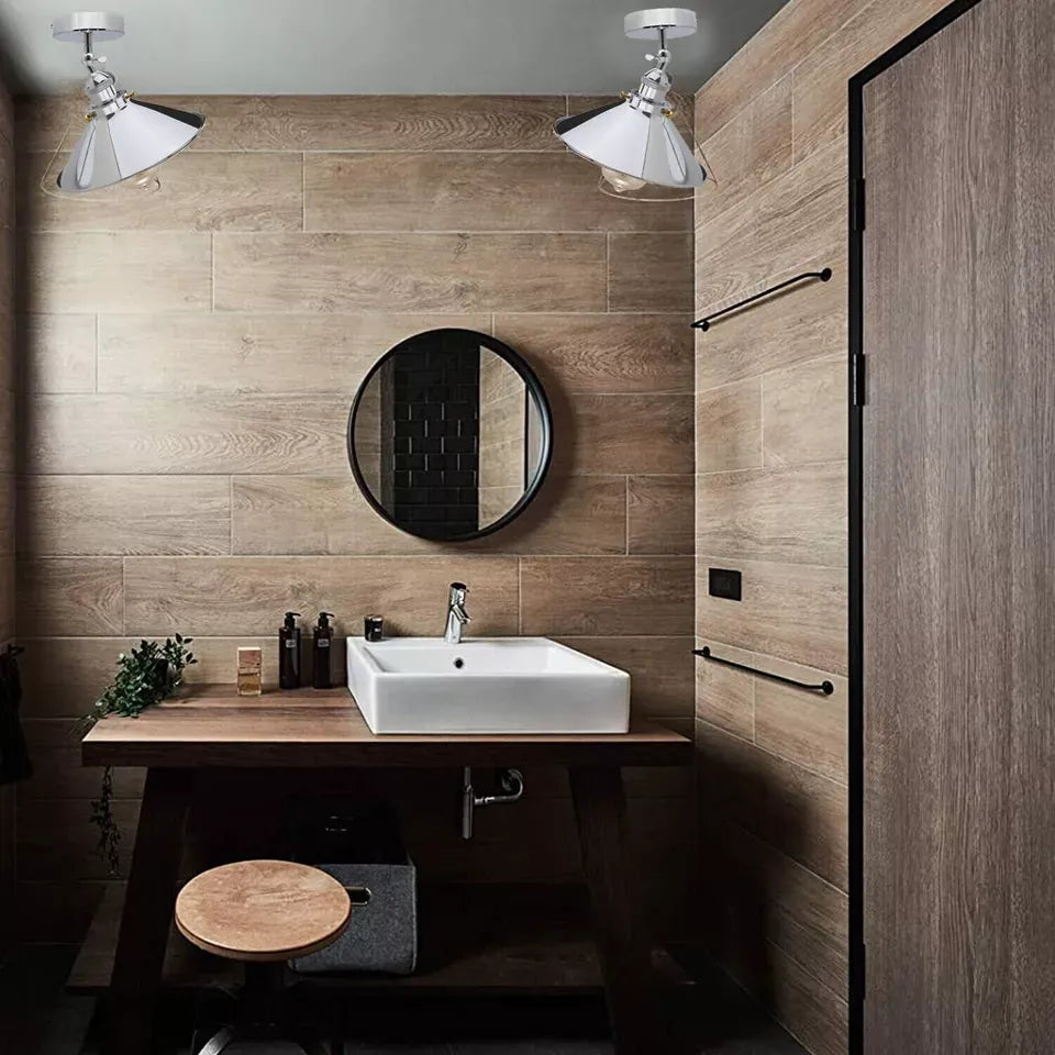 Retro Industrial Ceiling Flush Light  E27 LED Cone Lampshade ~ 5704