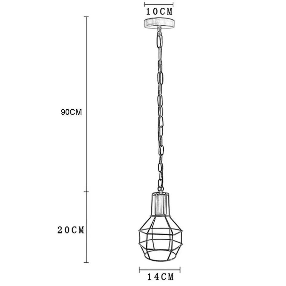 Industrial Vintage Metal Wire Cage Pendant Light - Adjustable Hanging Ceiling Lamp