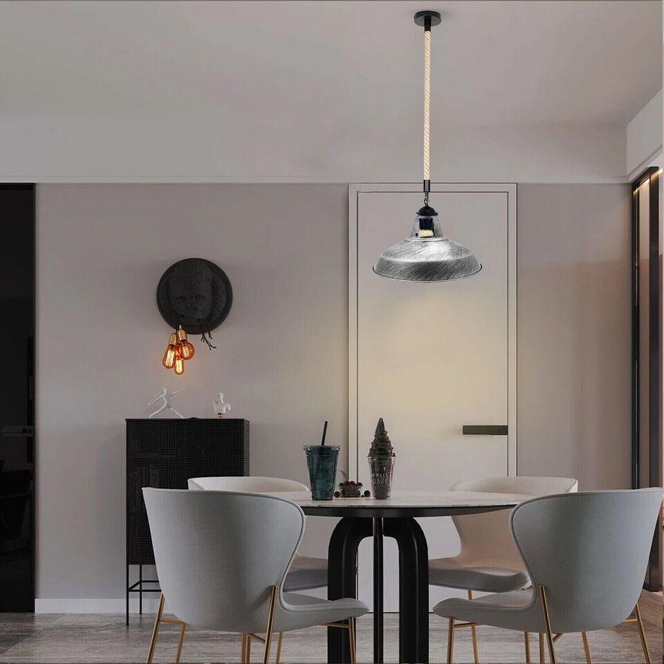 Industrial Vintage Hemp Rope Metal Cage Ceiling Pendant Light