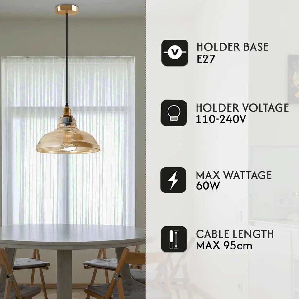 Modern Ceiling Pendant Light Fitting Suspended Pendant Glass Shade ~6019