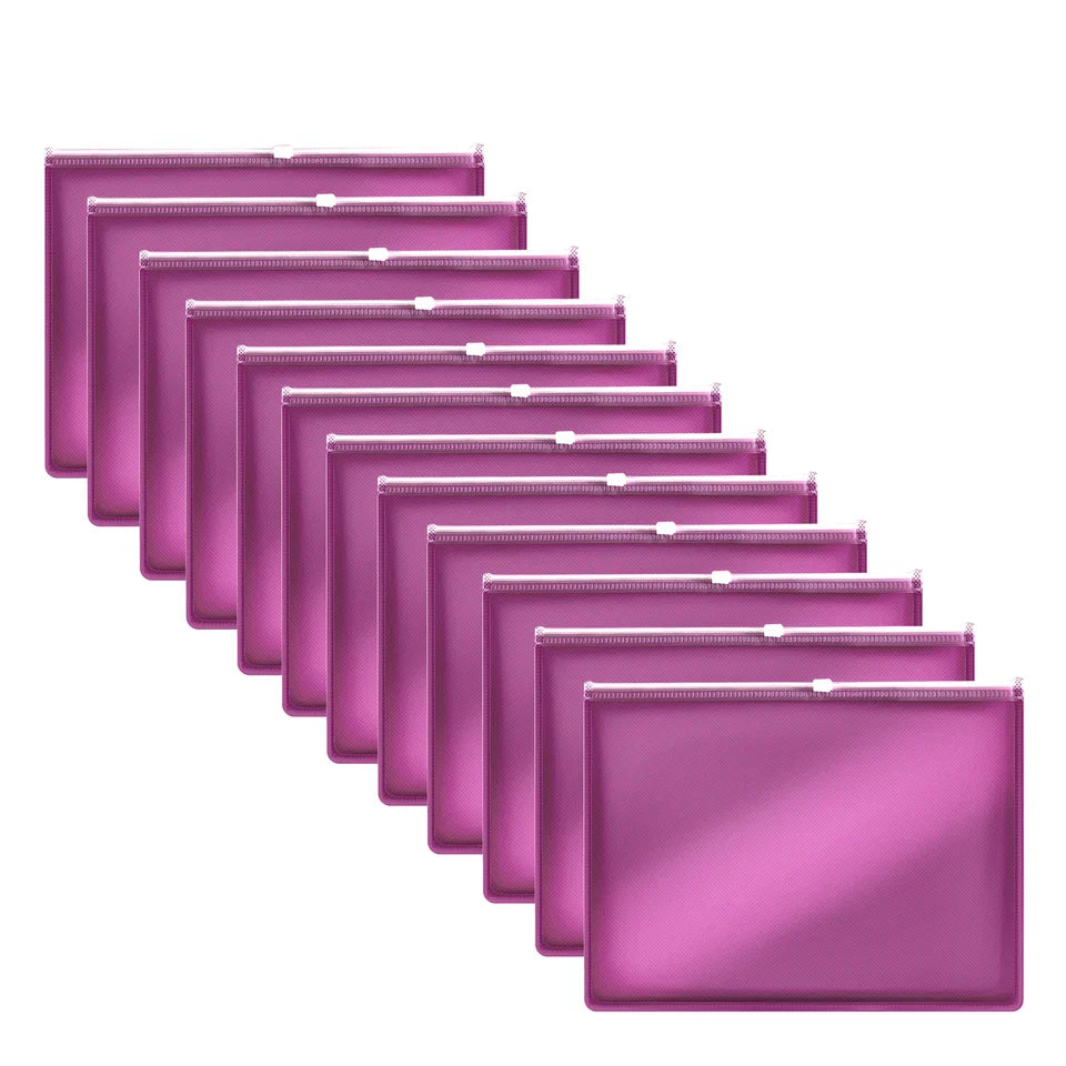 12-Pack Clear Plastic Waterproof Zipper Document Folders A4/A5
