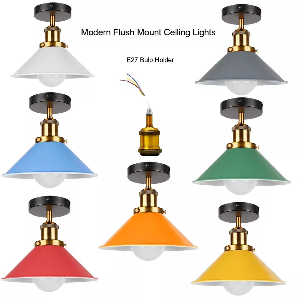 Modern Industrial Cone Shade Light | Semi Flush Mount ~6249