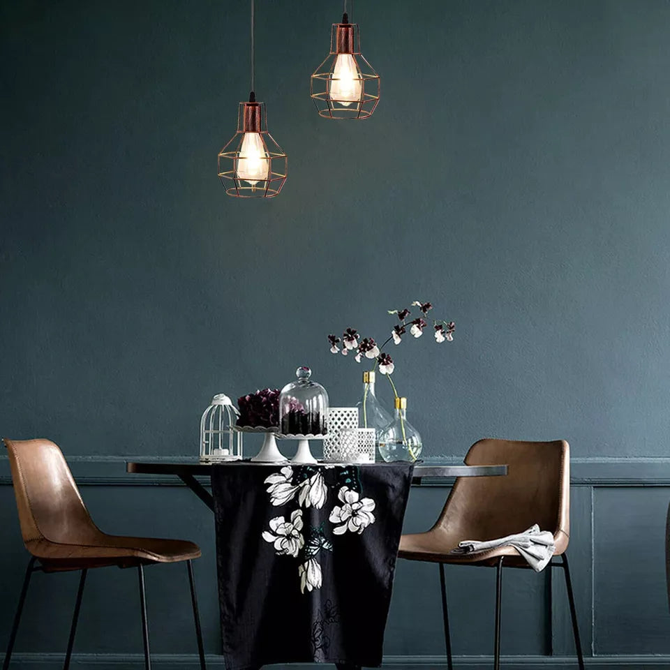 Vintage Ceiling Pendant Light Cage Lampshade Hanging Light Fitting ~5795