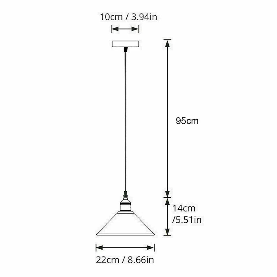 Stylish 3-Way Adjustable Cone Pendant Light Fixture for E27 Bulbs