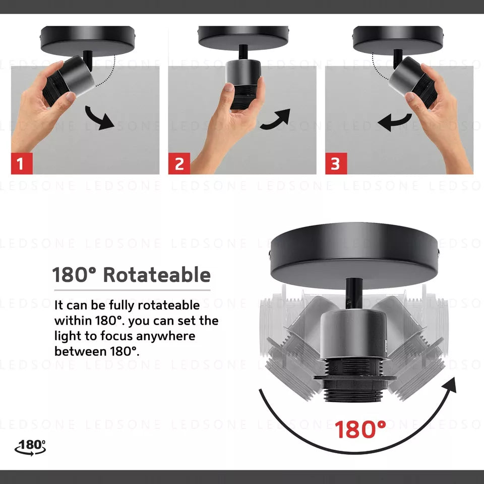 Retro LED Flush Ceiling Light Adjustable Ceiling Mount Wall Lamp Fixture~5740