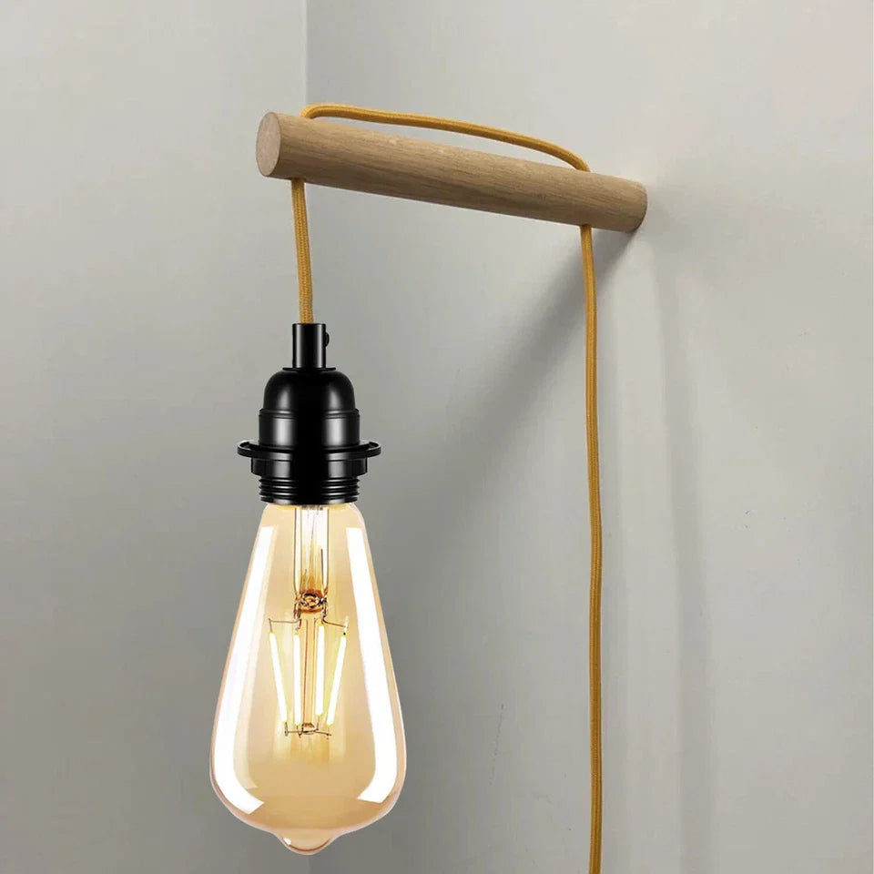 Premium 4M Gold Fabric Flex Plug-In Pendant Lamp E27 Bulb Holder Switch