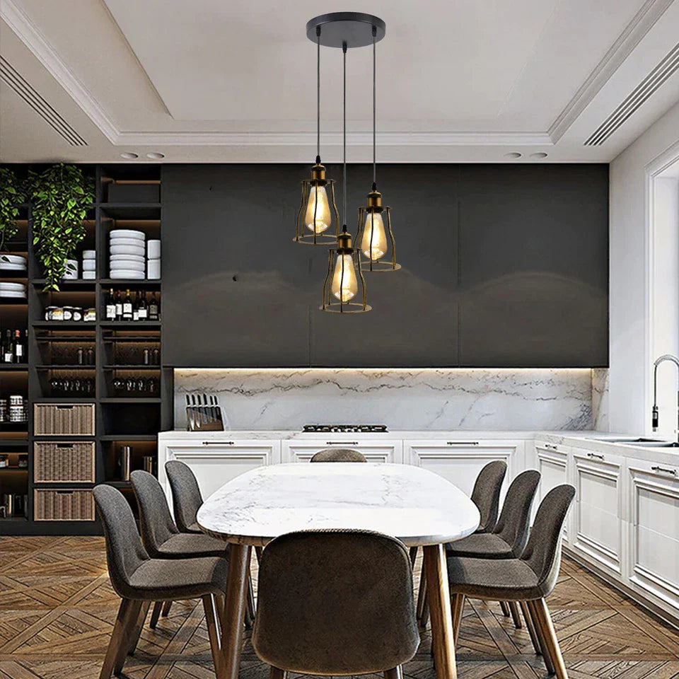 Vintage Industrial Ceiling Pendant Light Fitting Wire Cage Hanging Retro Lamp ~6185