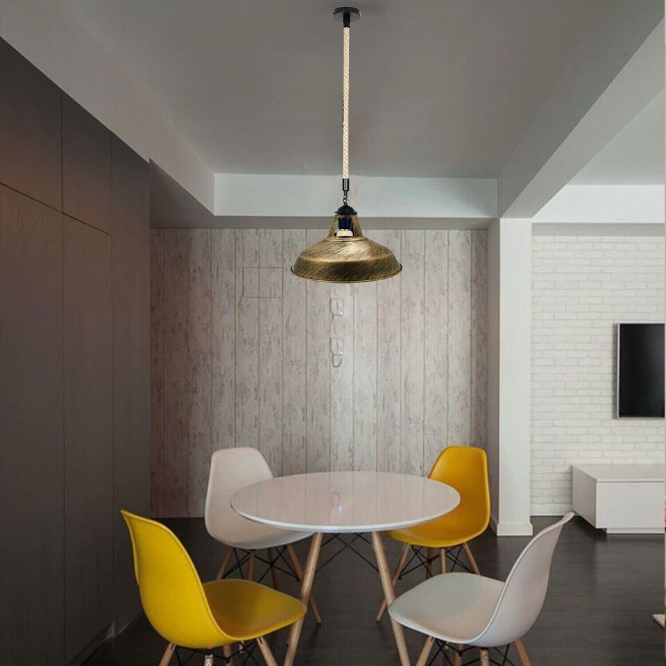 Industrial Hemp Rope Hanging Ceiling Pendant Light Fixture, Dimmable, E27 Base