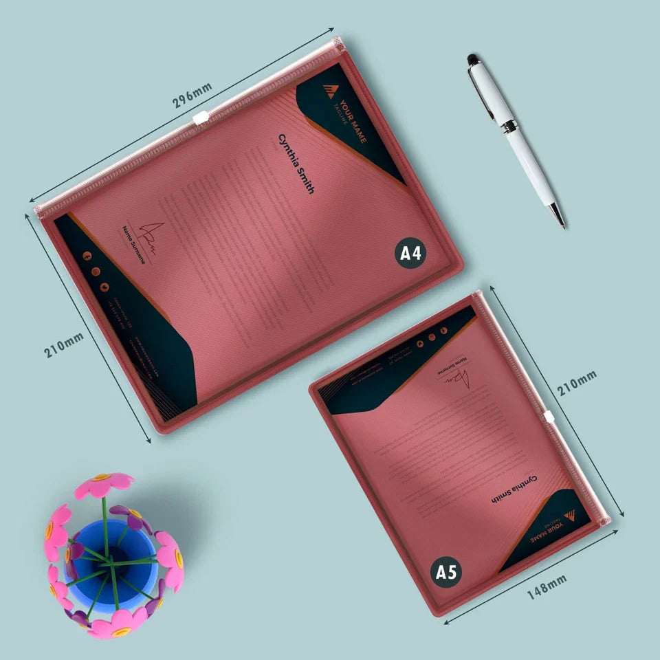 12-Pack A4/A5 Plastic Waterproof Zipper Document Wallets Clear Organizer Folders