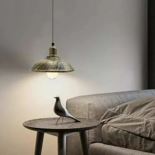 Brushed Brass Vintage Industrial Metal Pendant Light for Modern Home Spaces