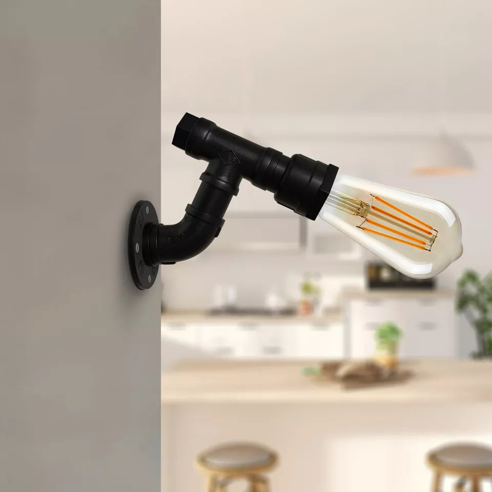 Industrial Rustic Metal Water Pipe Wall Sconce Light, E27 Bulb Holder