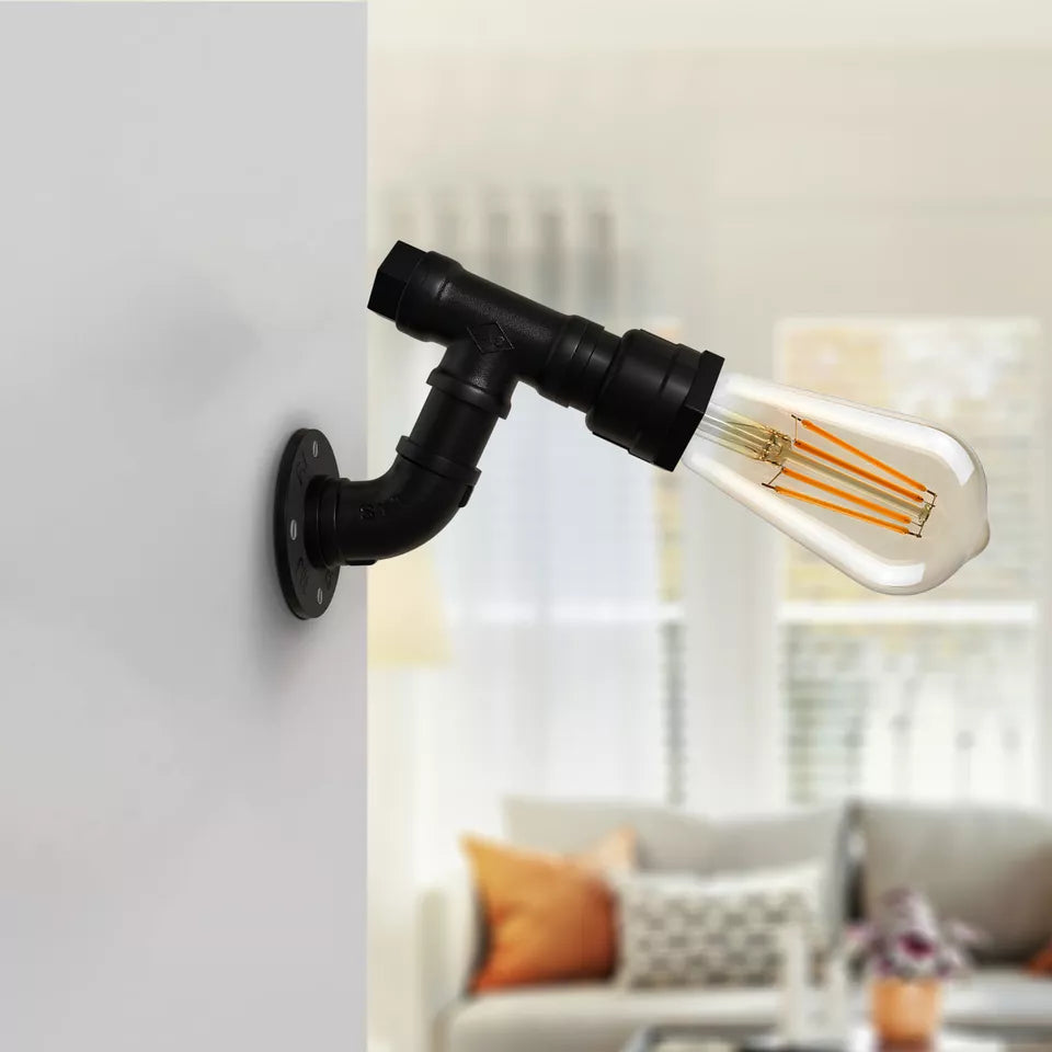 Industrial Rustic Metal Water Pipe Wall Sconce Light, E27 Bulb Holder