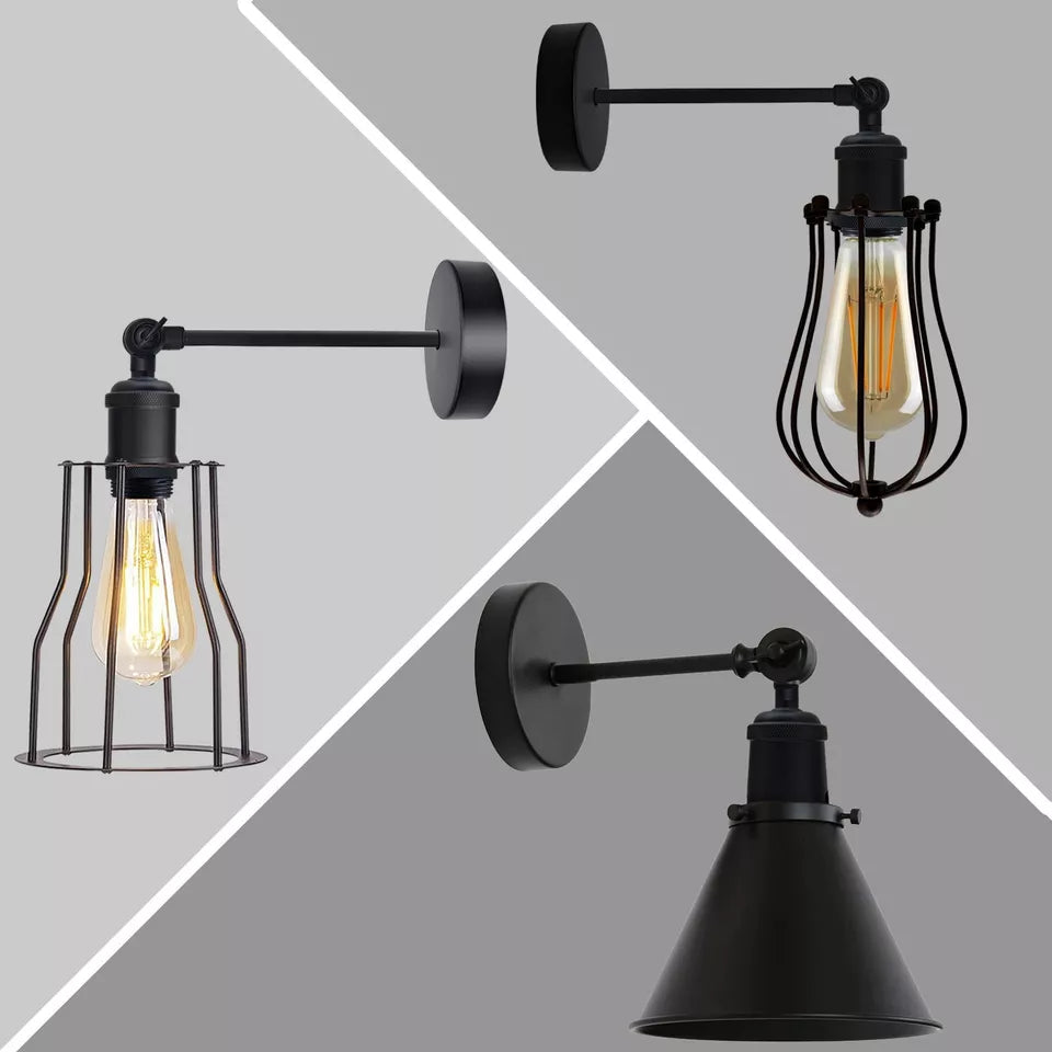 Retro Industrial Metal Wall Sconce Light with Adjustable Arm, E27 Base