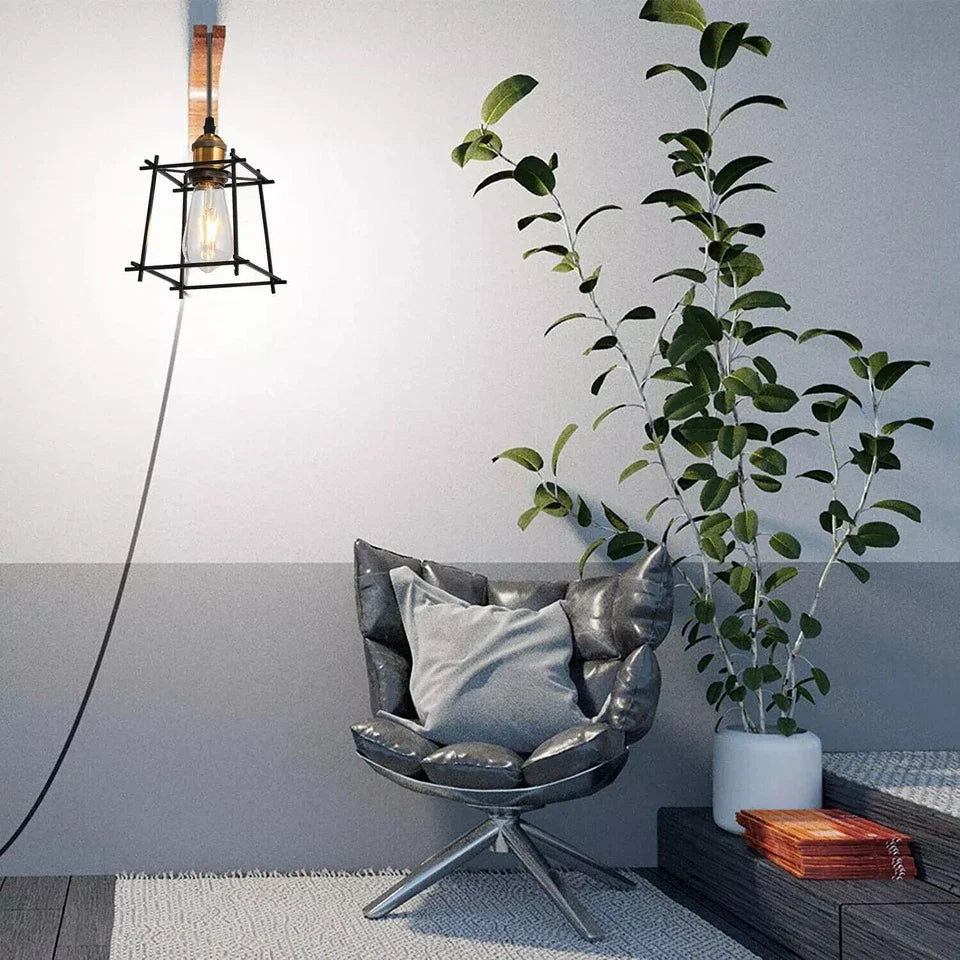 Vintage Industrial 4m Plug in Pendant Light Retro Loft Style Metal Cage Shade Lamp~6253