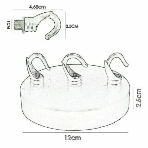 Multi outlet Ceiling Rose Hook Light Fitting Chandelier Rose Gold~5894