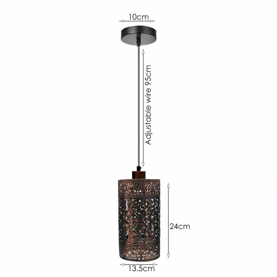 E27 Rustic Red Half-Threaded Lamp Holder Pendant Light, Adjustable Cable
