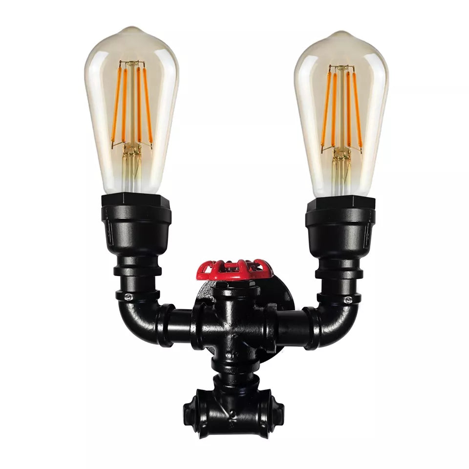 Industrial Rustic Metal Water Pipe Wall Sconce Light, E27 Bulb Holder