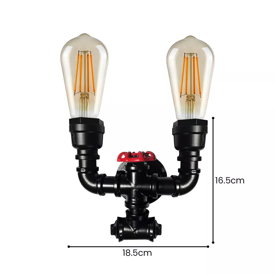 Industrial Rustic Metal Water Pipe Wall Sconce Light, E27 Bulb Holder