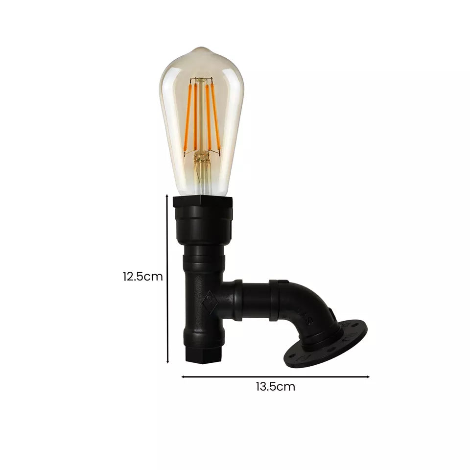 Industrial Rustic Metal Water Pipe Wall Sconce Light, E27 Bulb Holder