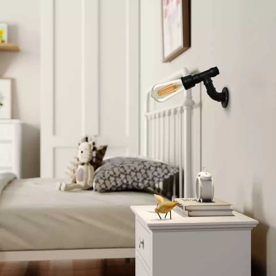Industrial Rustic Metal Water Pipe Wall Sconce Light, E27 Bulb Holder