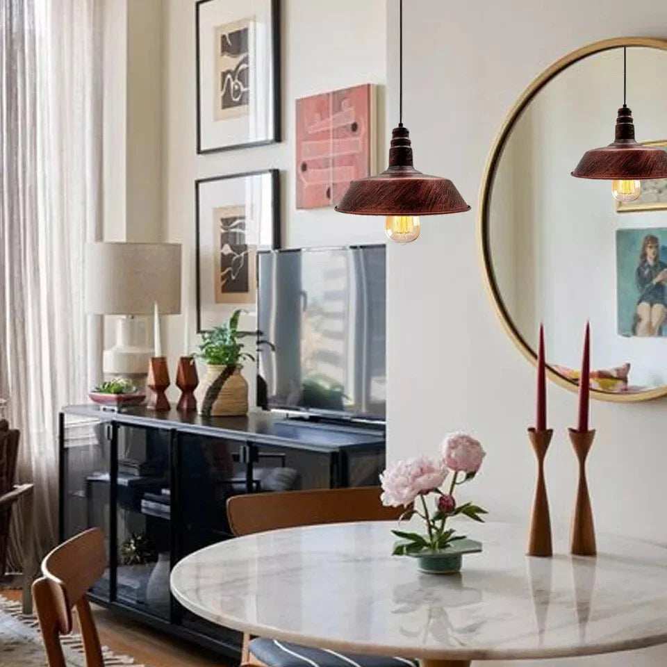Chic Vintage Industrial Metal Pendant Light Fixture, E27 Base, Stylish Home Decor