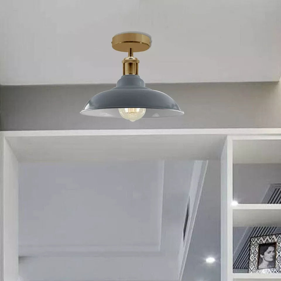 Modern Grey Semi Flush Mount Ceiling Light Fixture with E27 Base