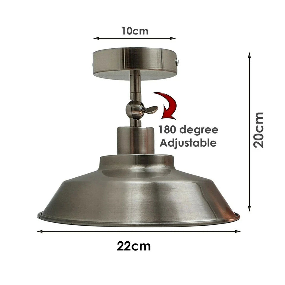 Industrial Flush Mount Ceiling Light | Satin Nickel Curvy Kitchen~6271