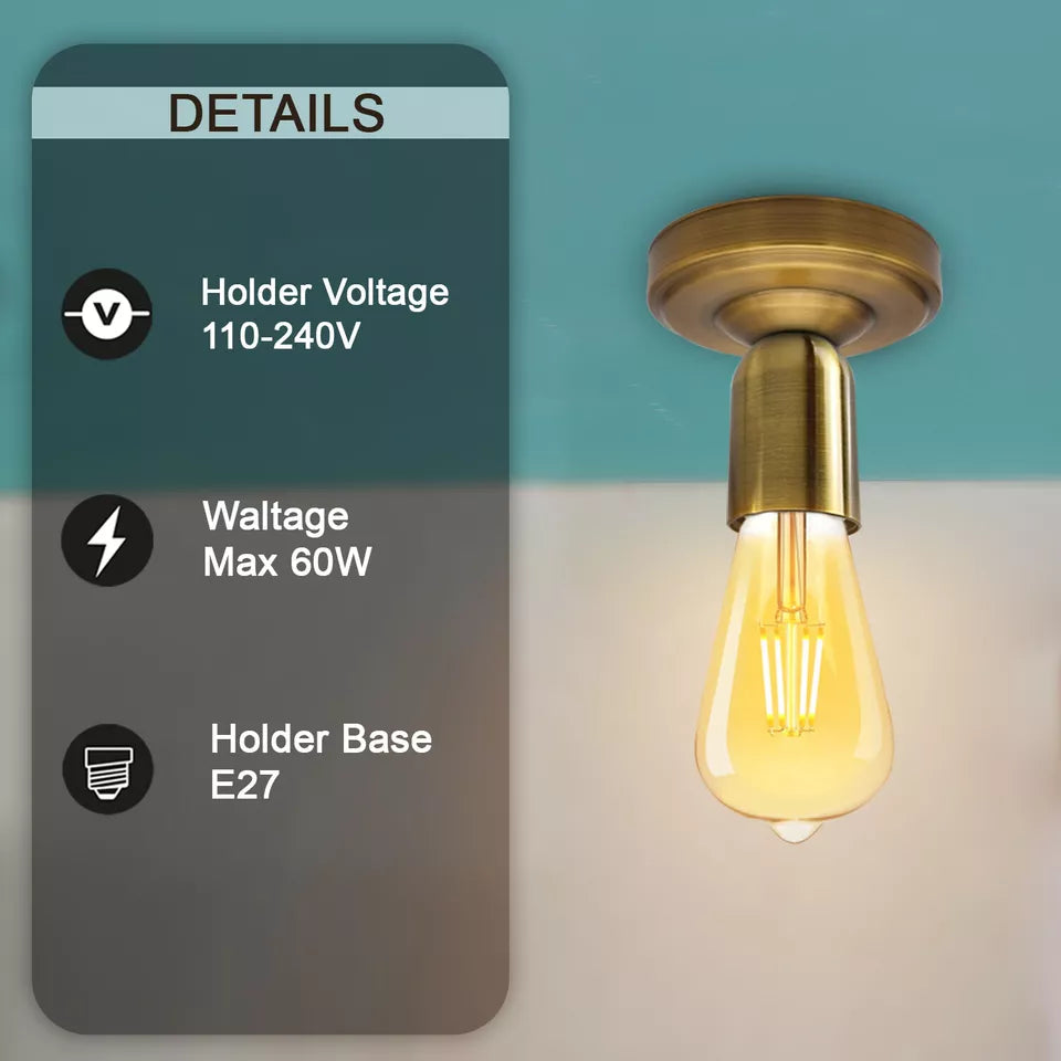 Vintage Metal Semi Flush Dome Ceiling Light Fixture - E27 Industrial Design